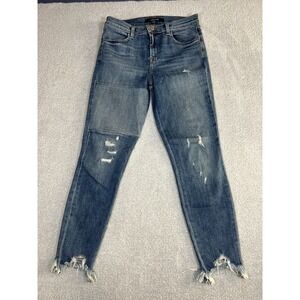 J. Brand Medium‎ Wash Skinny Jeans Size 29 Distressed Frayed EUC